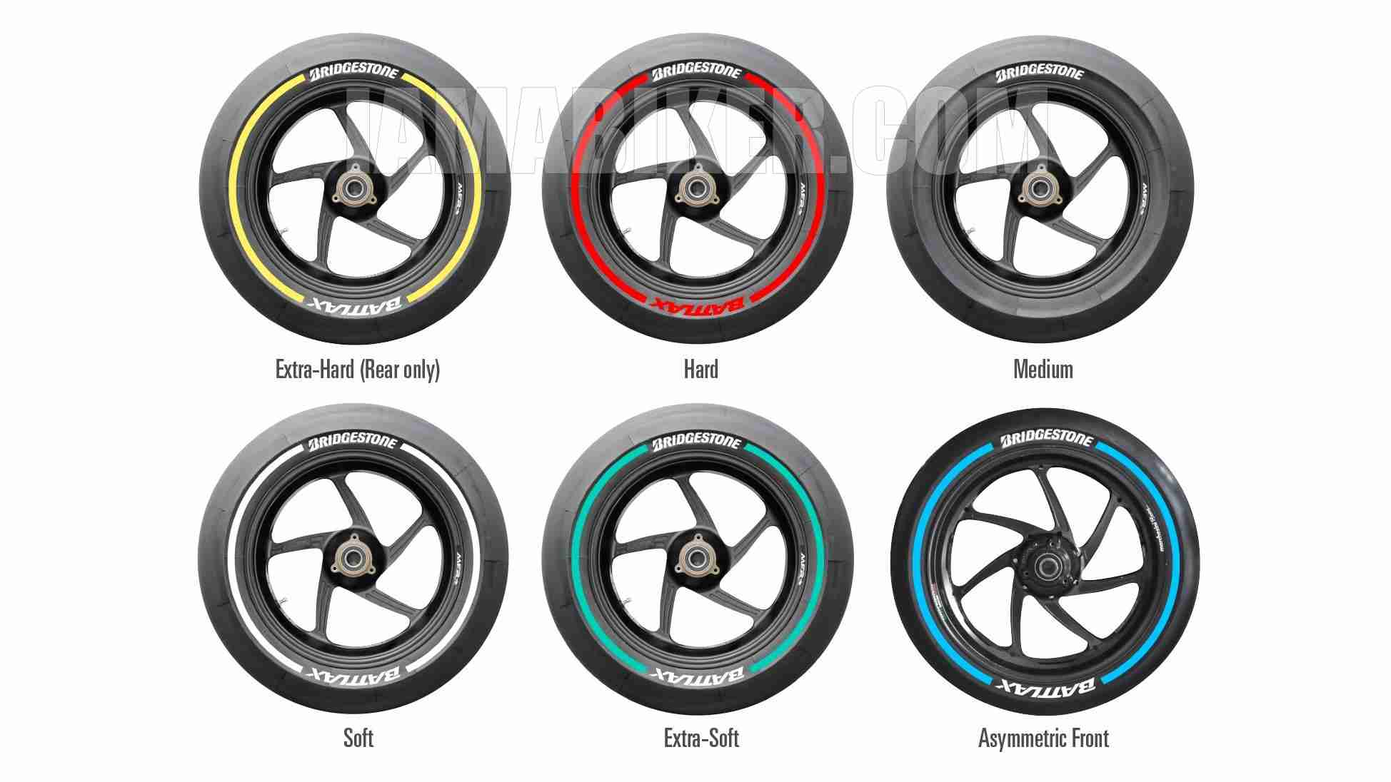 Bridgestone slick tyre colours for the 2015 MotoGP season