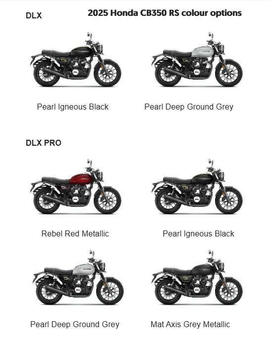 2025 Honda CB350 RS colour options