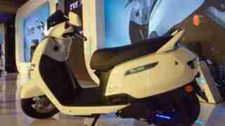 TVS iQUBE electric scooter seat and charging port