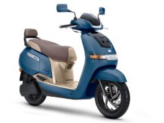 TVS iQube in Starlight Blue with Beige