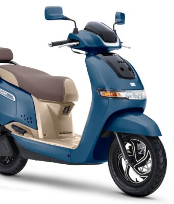 TVS iQube in Starlight Blue with Beige