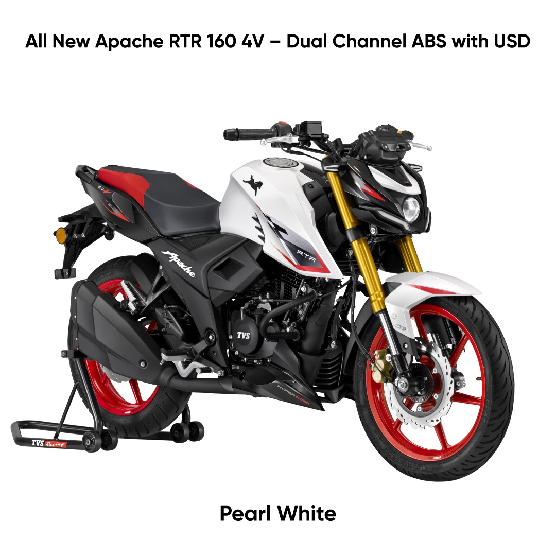 2026 TVS Apache RTR 160 4V Dual Channel ABS with USD_Pearl White