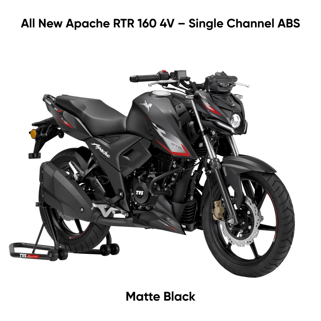 2026 TVS Apache RTR 160 4V Single Channel ABS_Matte Black