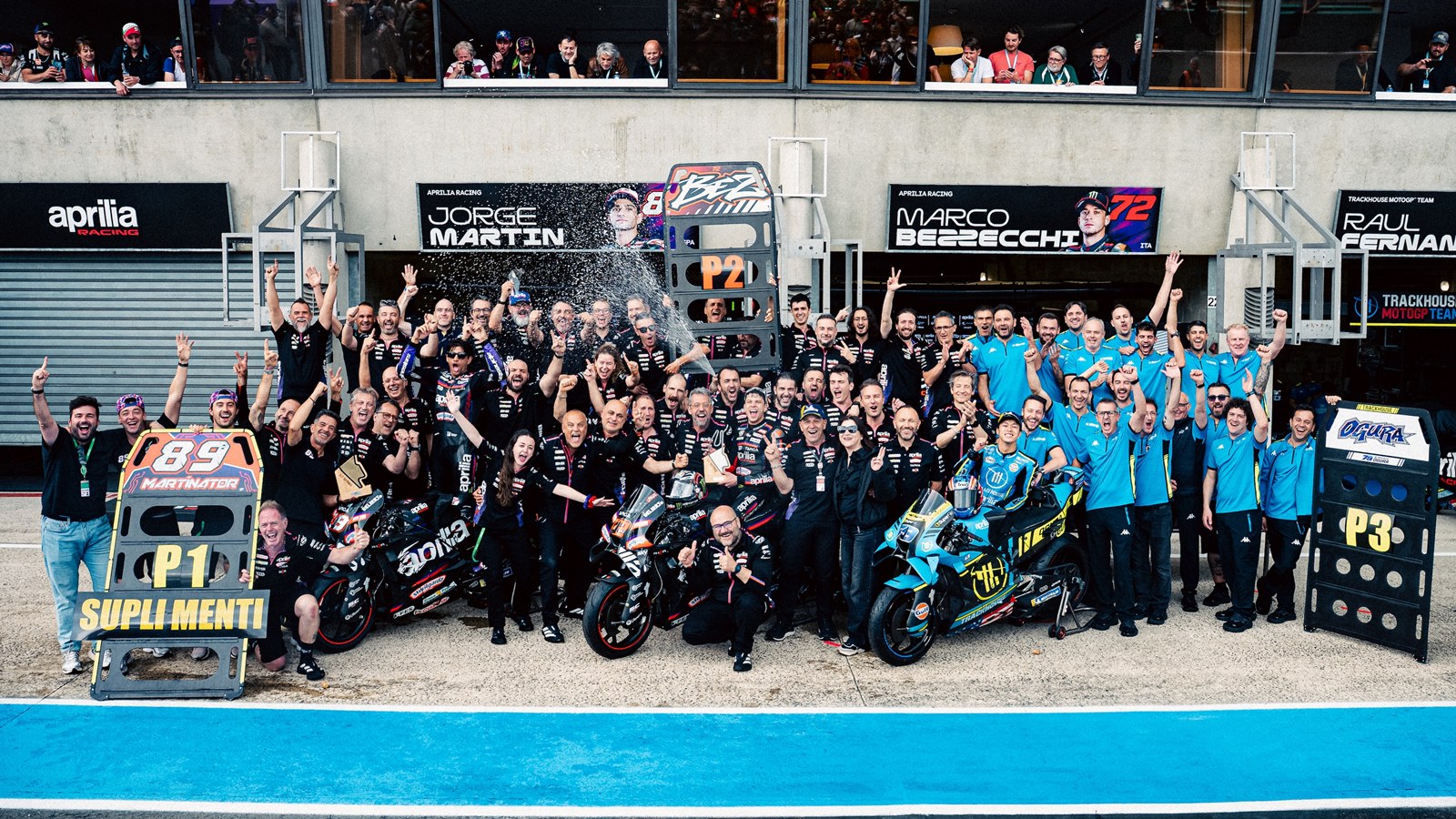 Aprilia Racing triple podium Le Mans MotoGP