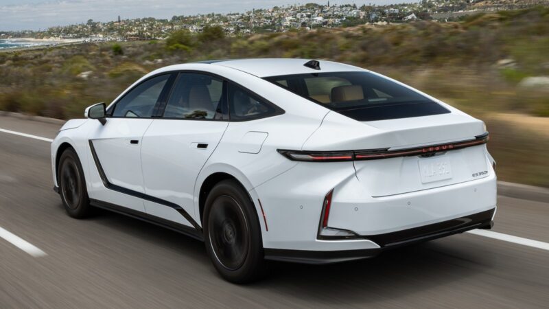 Lexus ES 350h driving rear view