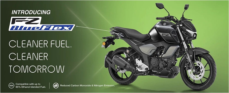 Yamaha FZ Blue Flex Fuel bike for India