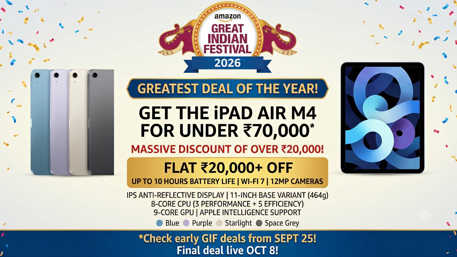 Amazon Great Indian Festival Sale 2026 - Apple iPad Air M4